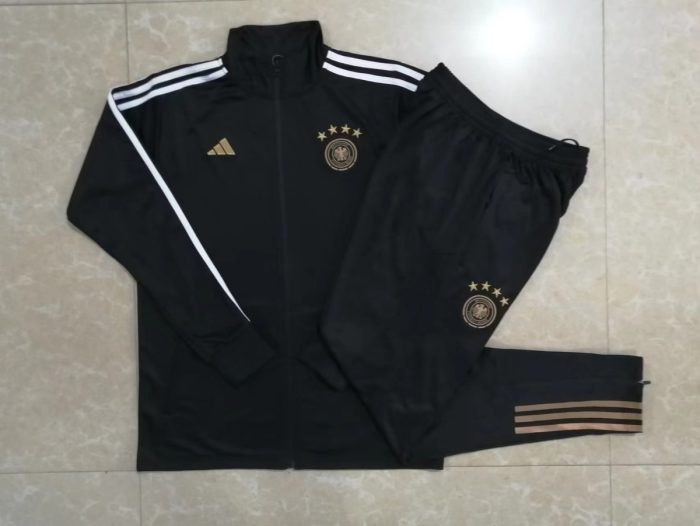 Germany 22/23 Black Long Zip Jacket with White Trim - 图片 9