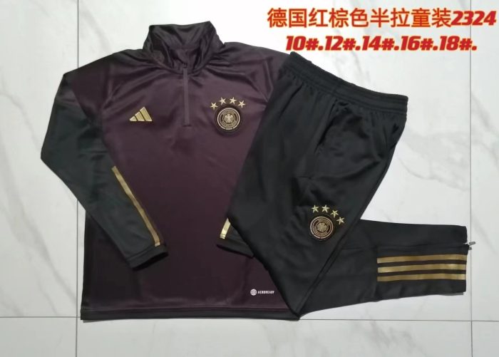 Germany 23/24 Half-Zip Jacket Kids Dark Brown - 图片 3