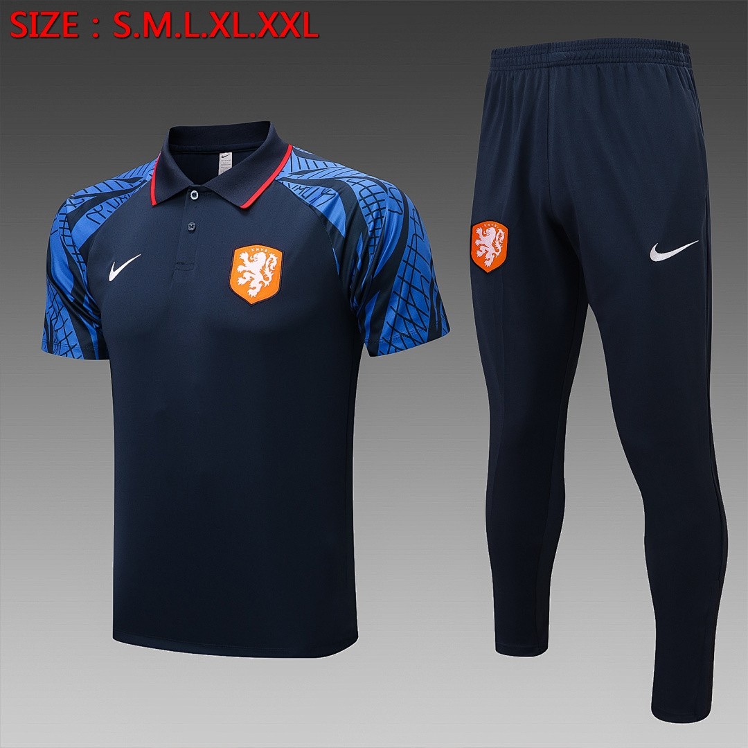 Netherlands 2022-2023 Polo Shirt Navy Blue