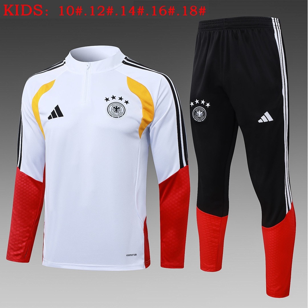 Germany White Kids Semi-Zip Jacket