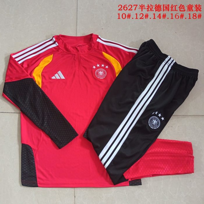 Germany Red Kids Semi-Zip Jacket - 图片 3