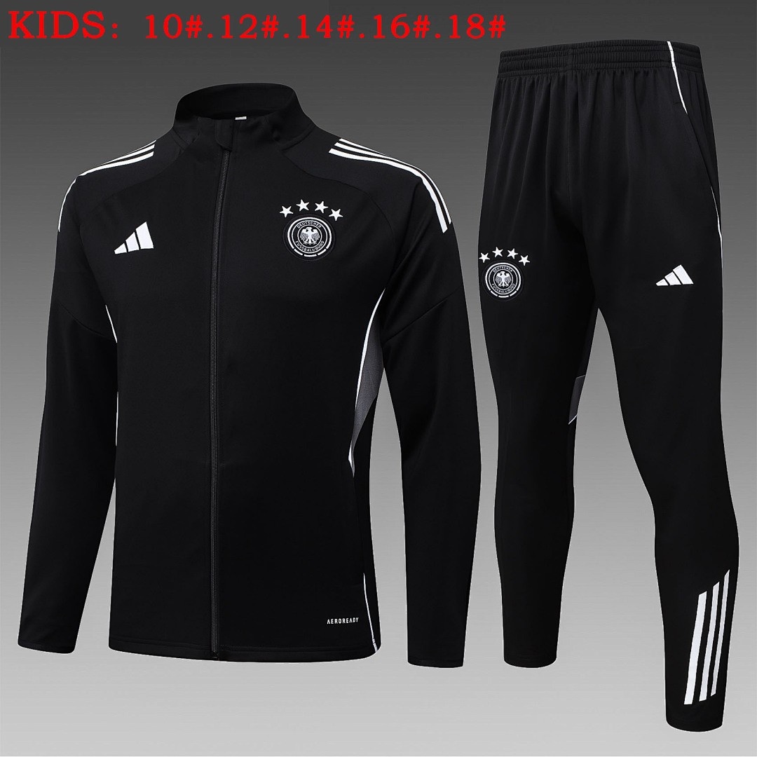 Germany Black Kids Long Zipper Jacket