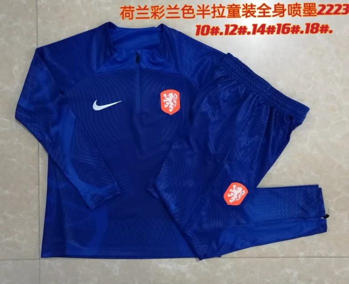 Netherlands 22/23 Half-Zip Kids' Jacket (Spray Print) - 图片 3