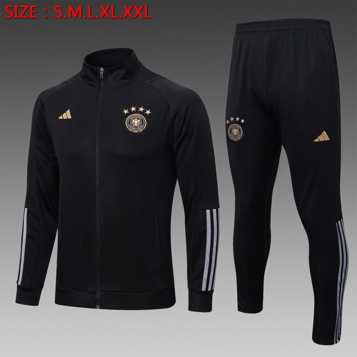 Germany 22/23 High Neck Black Long Zip Jacket - 图片 8