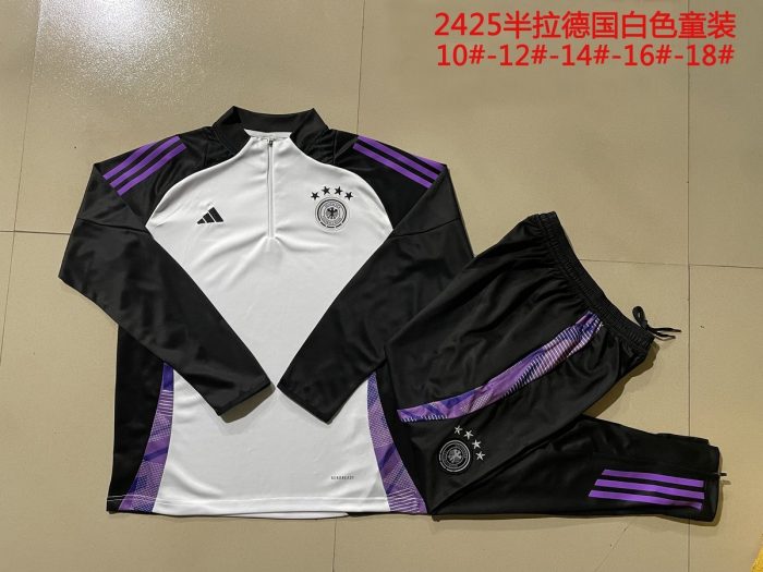 Germany 24/25 White Half-Zip Jacket Kids - 图片 4