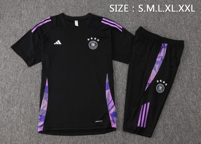 Germany 24-25 Black Short Sleeve Training Suit with 3/4 Pants - 图片 2