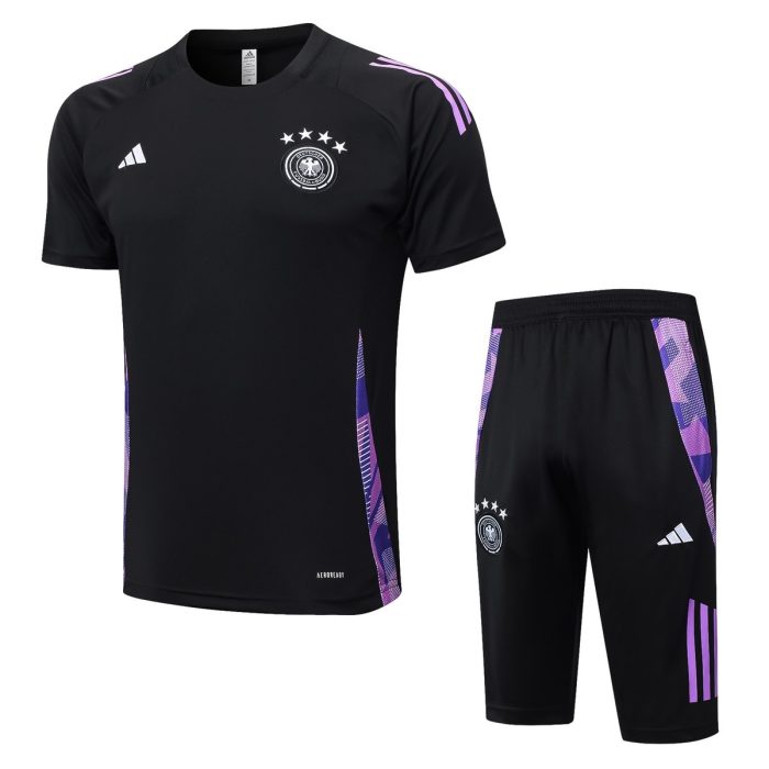 Germany 24-25 Black Short Sleeve Training Suit with 3/4 Pants - 图片 8