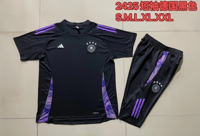 Germany 24-25 Black Short Sleeve Training Suit with 3/4 Pants - 图片 9