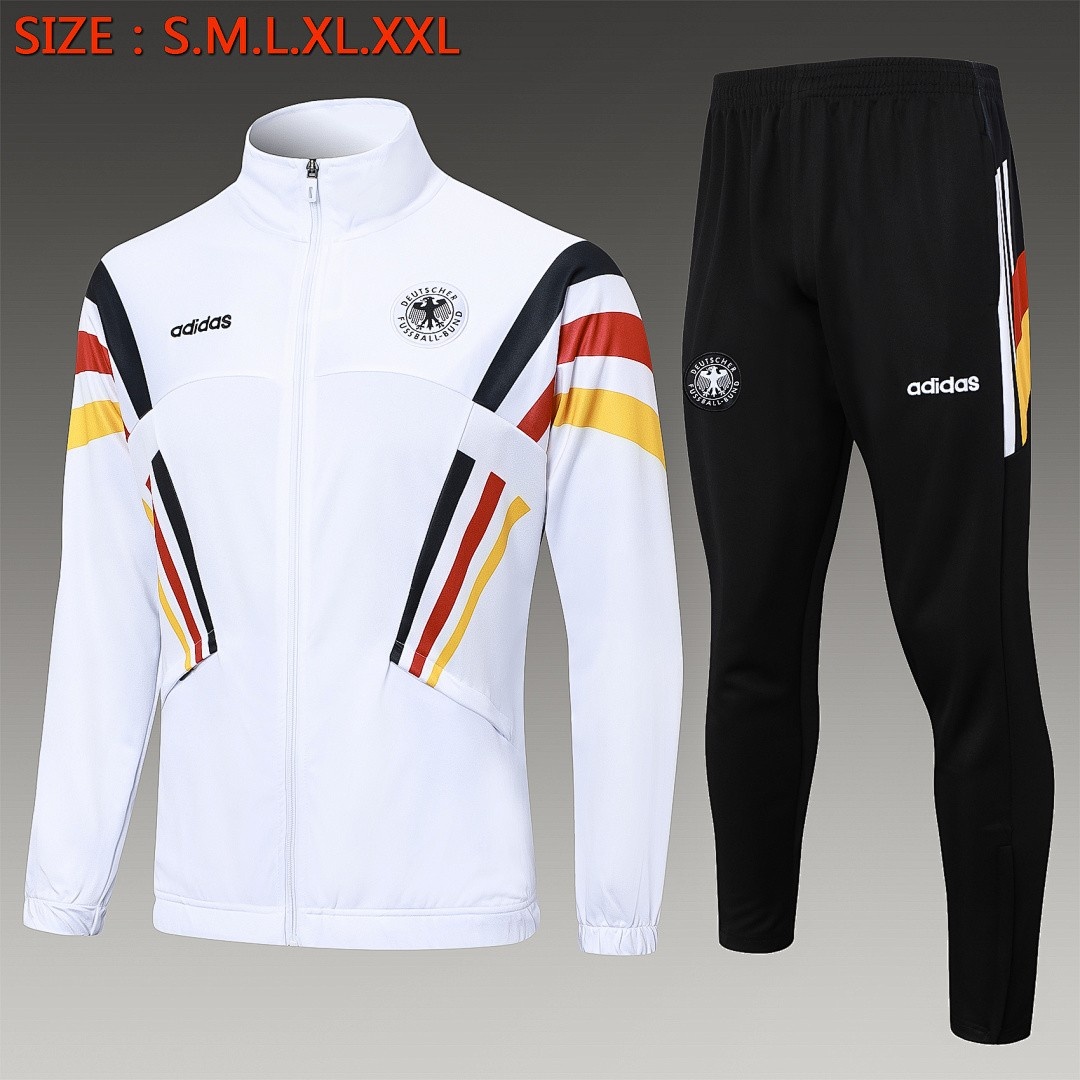 Germany 24/25 Long Zip Jacket White with Red Yellow Black Shoulder