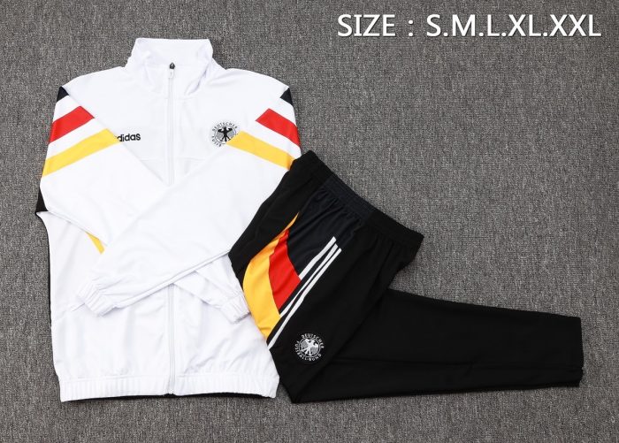 Germany 24/25 Long Zip Jacket White with Red Yellow Black Shoulder - 图片 2