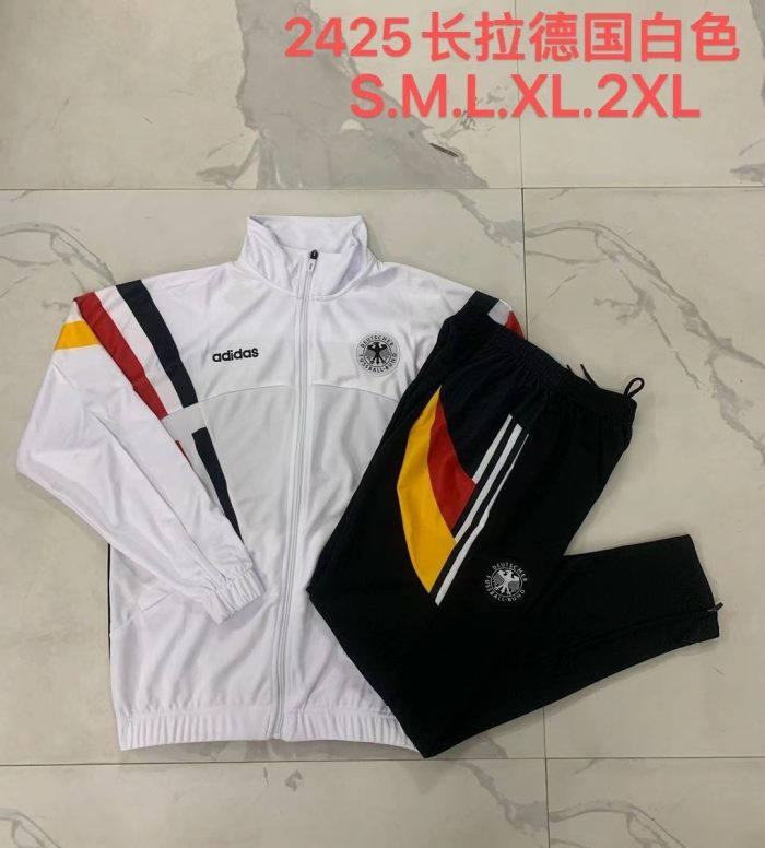 Germany 24/25 Long Zip Jacket White with Red Yellow Black Shoulder - 图片 9