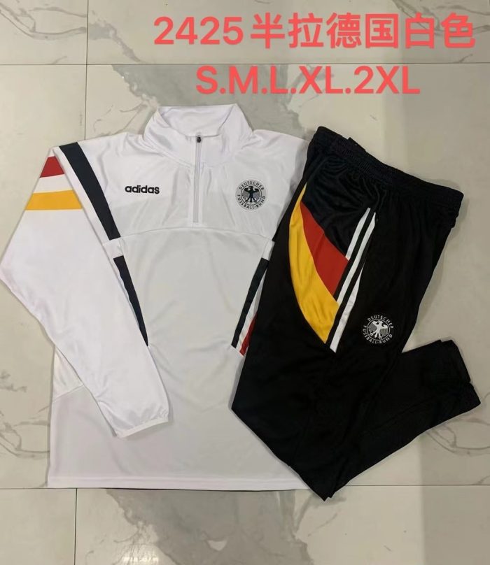 Germany 24-25 Half-Zip Jacket White with Red Yellow Black Sleeves - 图片 9
