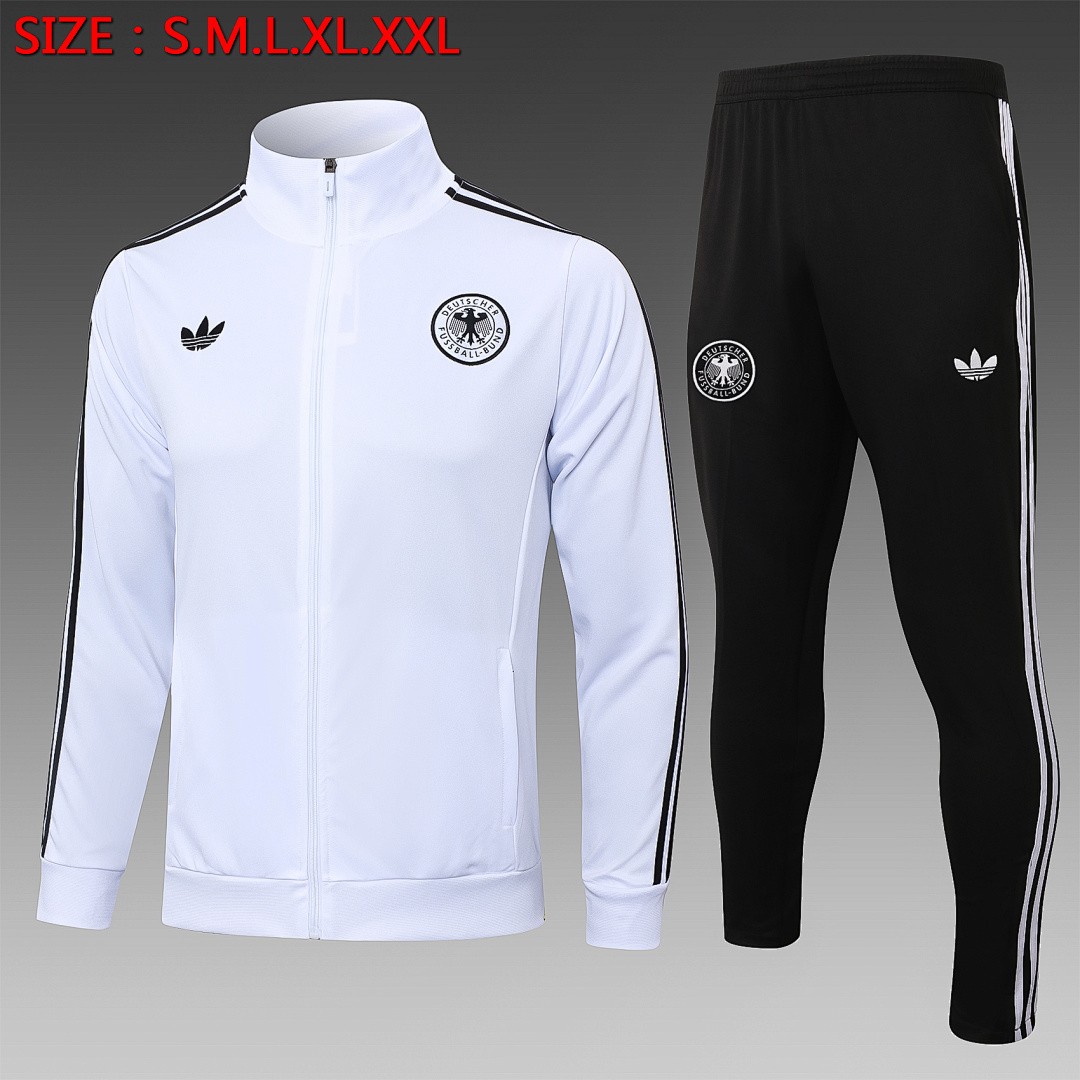 Germany 24/25 Long Zip Jacket White Black Trim