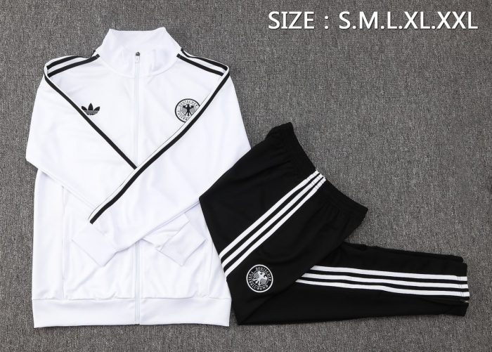 Germany 24/25 Long Zip Jacket White Black Trim - 图片 2