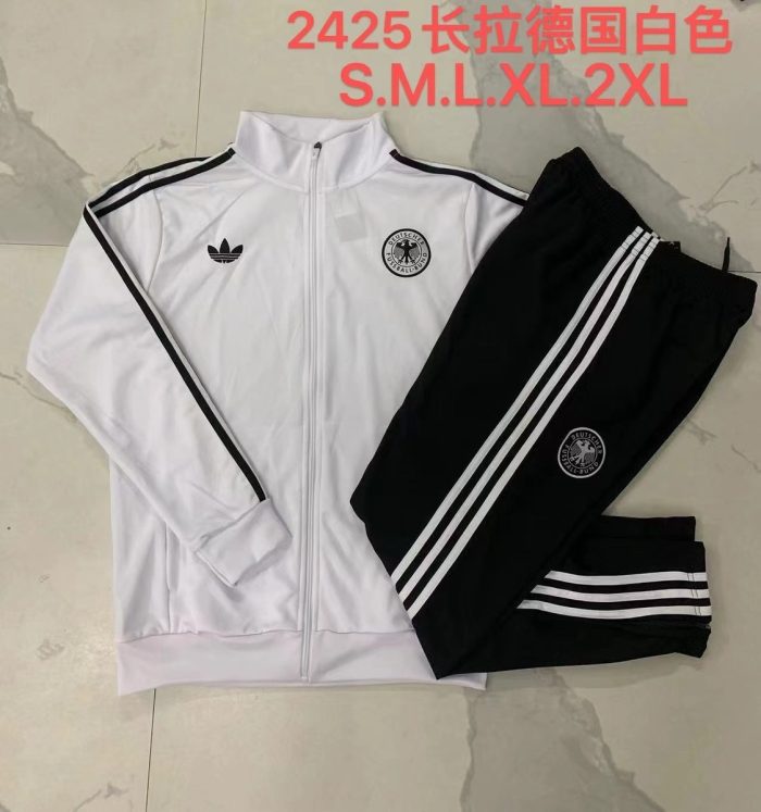 Germany 24/25 Long Zip Jacket White Black Trim - 图片 9