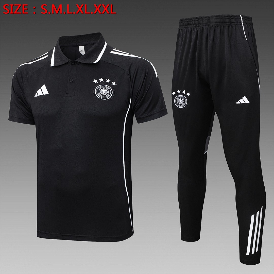 JER-7841_1 Germany 2024 Polo Shirt Black (Four-Star Badge) - 图片 1