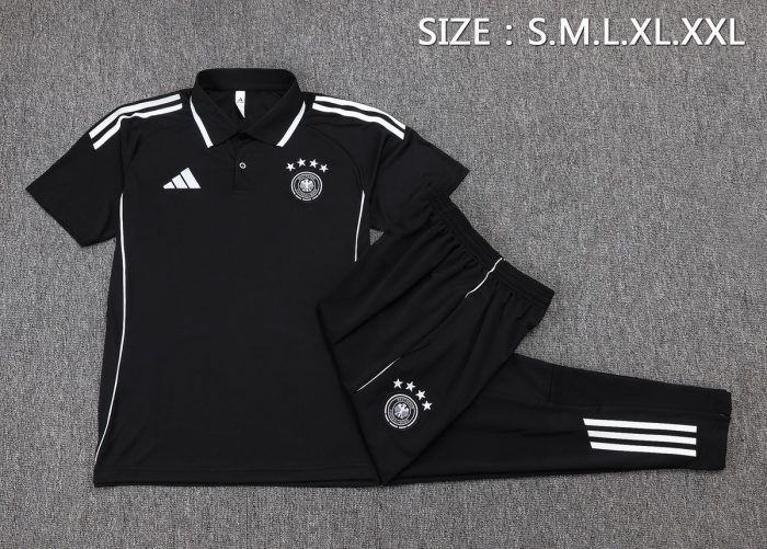 Germany 2024 Polo Shirt Black (Four-Star Badge) - 图片 2