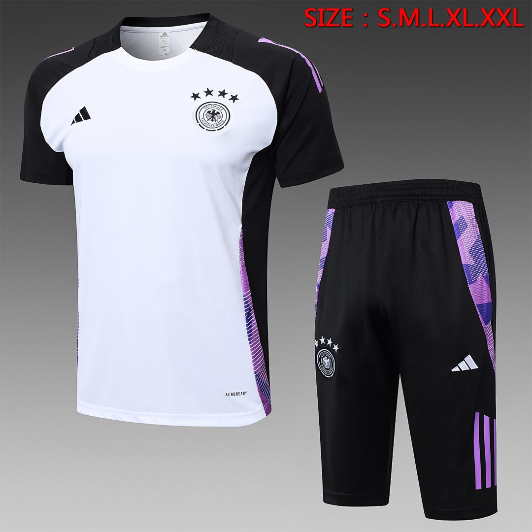 Germany 24-25 White Short Sleeve Training Set with 3/4 Pants