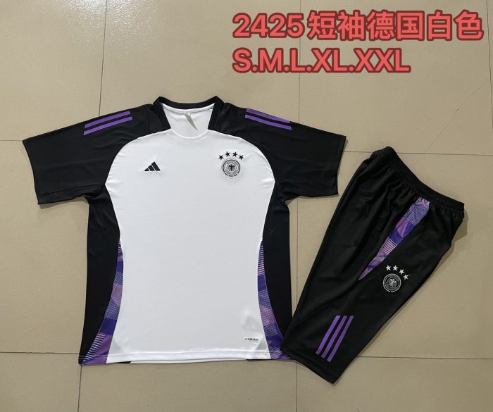 Germany 24-25 White Short Sleeve Training Set with 3/4 Pants - 图片 8