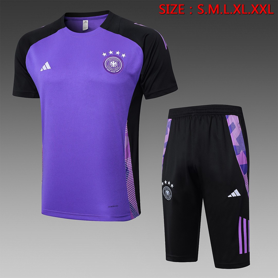 Germany 24-25 Purple Short Sleeve Training Set with 3/4 Pants
