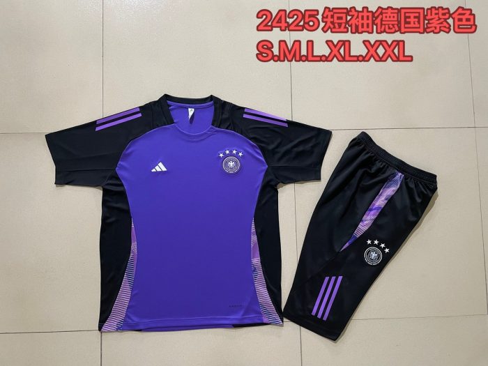 Germany 24-25 Purple Short Sleeve Training Set with 3/4 Pants - 图片 9
