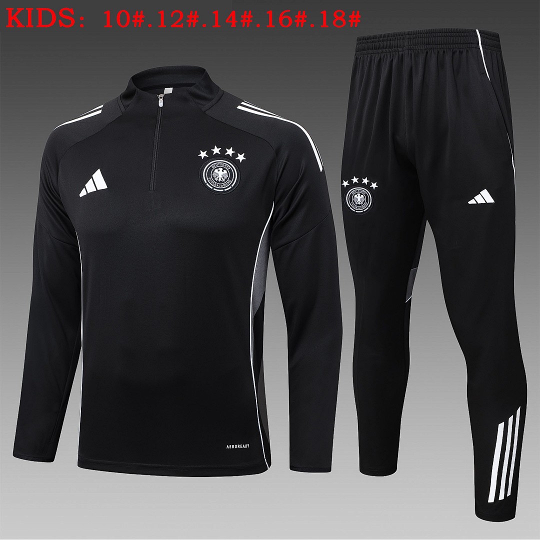 Germany Black (Four-Star Badge) Kids' Half-Zip Jacket