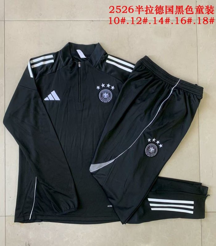 Germany Black (Four-Star Badge) Kids' Half-Zip Jacket - 图片 3