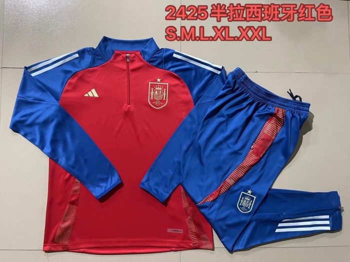 Spain 24-25 Red Half-Zip Jacket - 图片 9