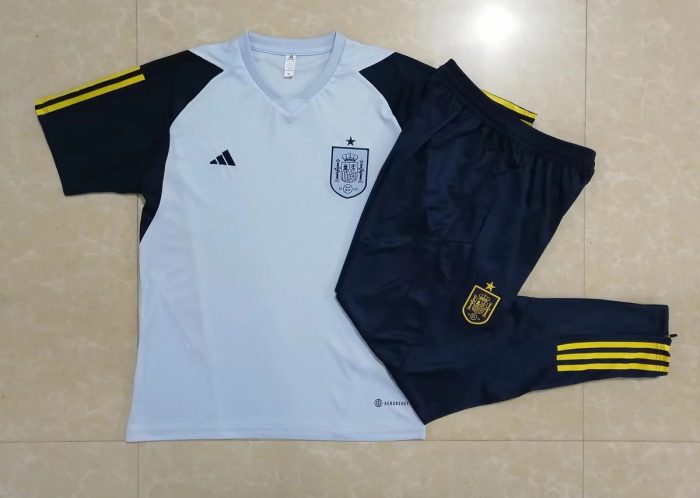 Spain 22-23 Light Blue Short Sleeve Training Suit - 图片 9