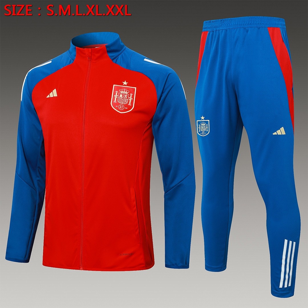 JER-8041_1 Spain 24-25 Red Long Zip Jacket - 图片 1