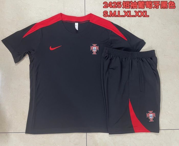Portugal 24-25 Black Short Sleeve Training Shirt - 图片 9