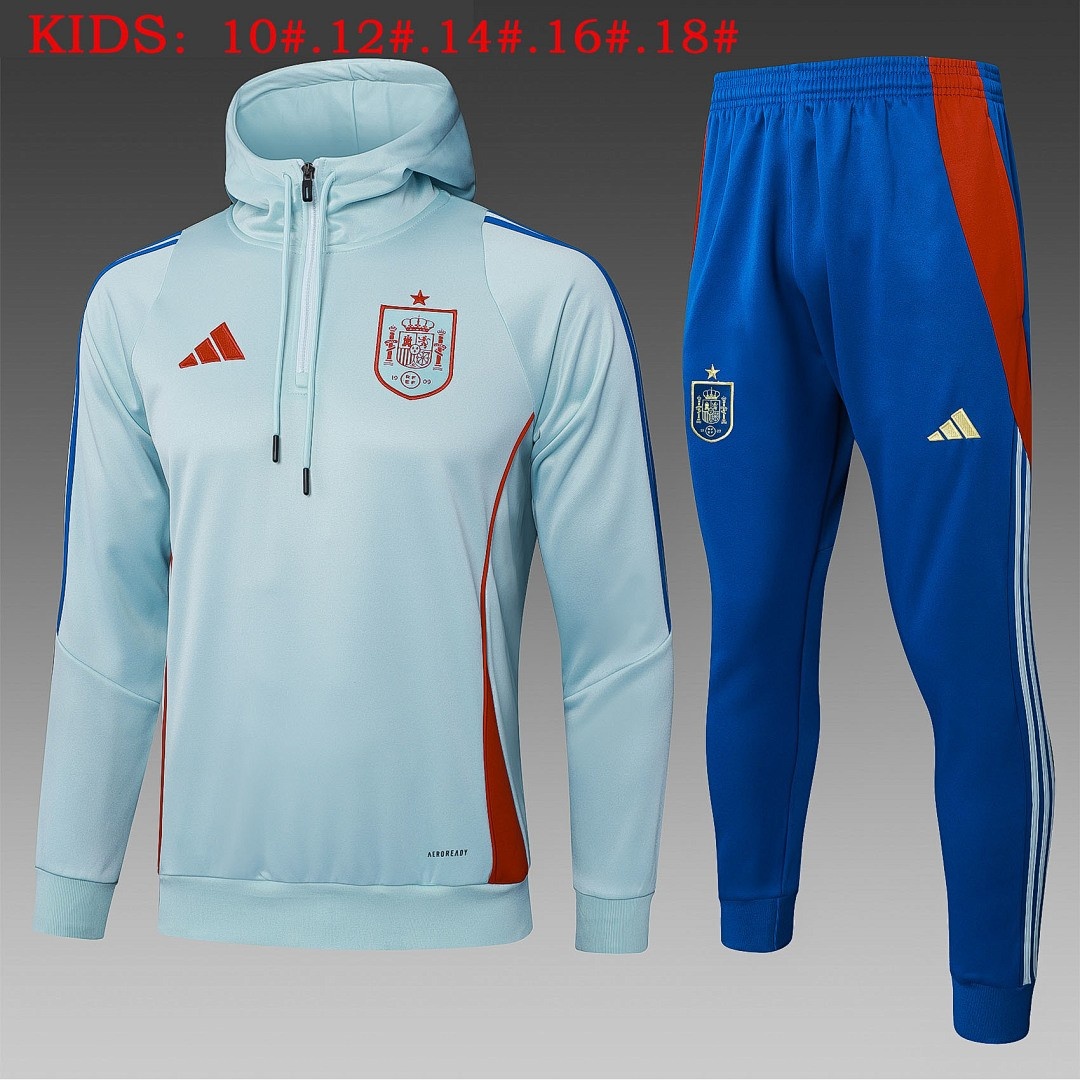 Spain 24/25 Half-Zip Hoodie Light Green Kids