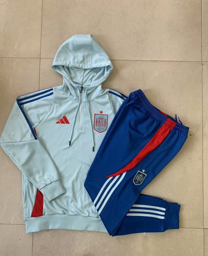 Spain 24/25 Half-Zip Hoodie Light Green Kids - 图片 4
