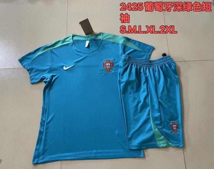 Portugal 24-25 Dark Green Short Sleeve Training Shirt - 图片 9