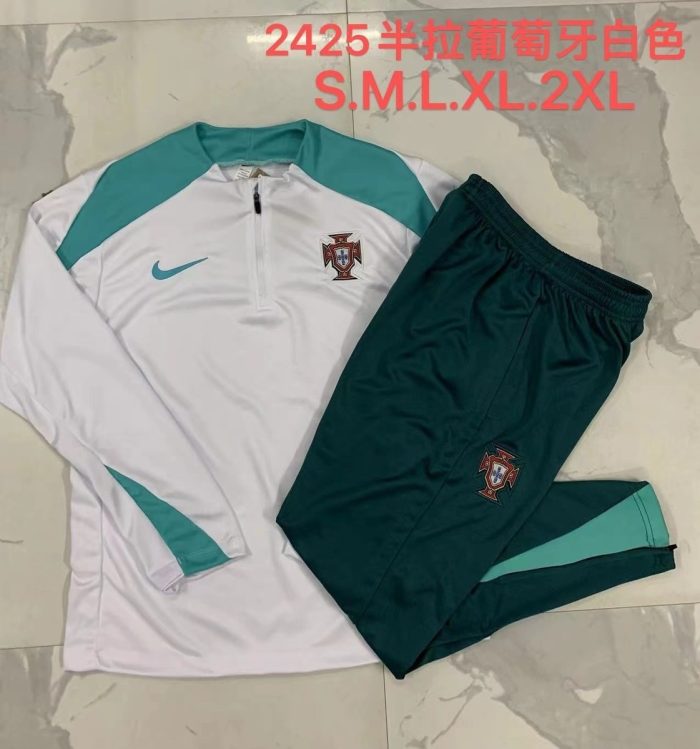 Portugal 24-25 White Half-Zip Jacket - 图片 9