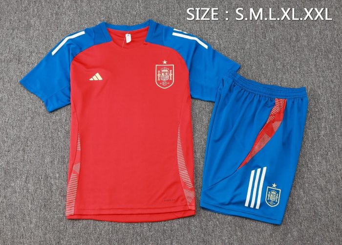 Spain 24-25 Red Short Sleeve Training Set with 5-Inch Shorts - 图片 2