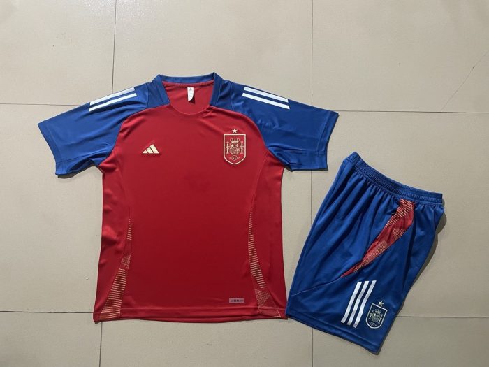 Spain 24-25 Red Short Sleeve Training Set with 5-Inch Shorts - 图片 9