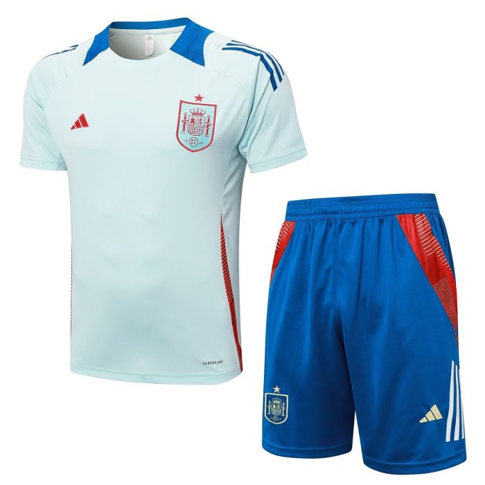 Spain 24-25 Light Blue Short Sleeve Training Set with 5-Inch Shorts - 图片 8