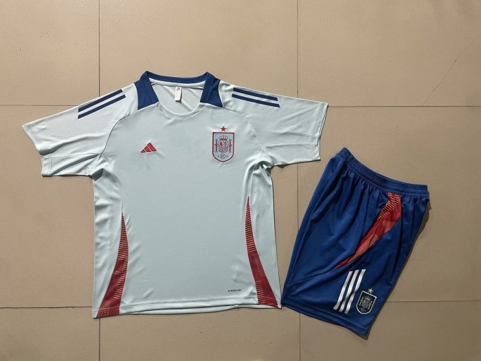 Spain 24-25 Light Blue Short Sleeve Training Set with 5-Inch Shorts - 图片 9
