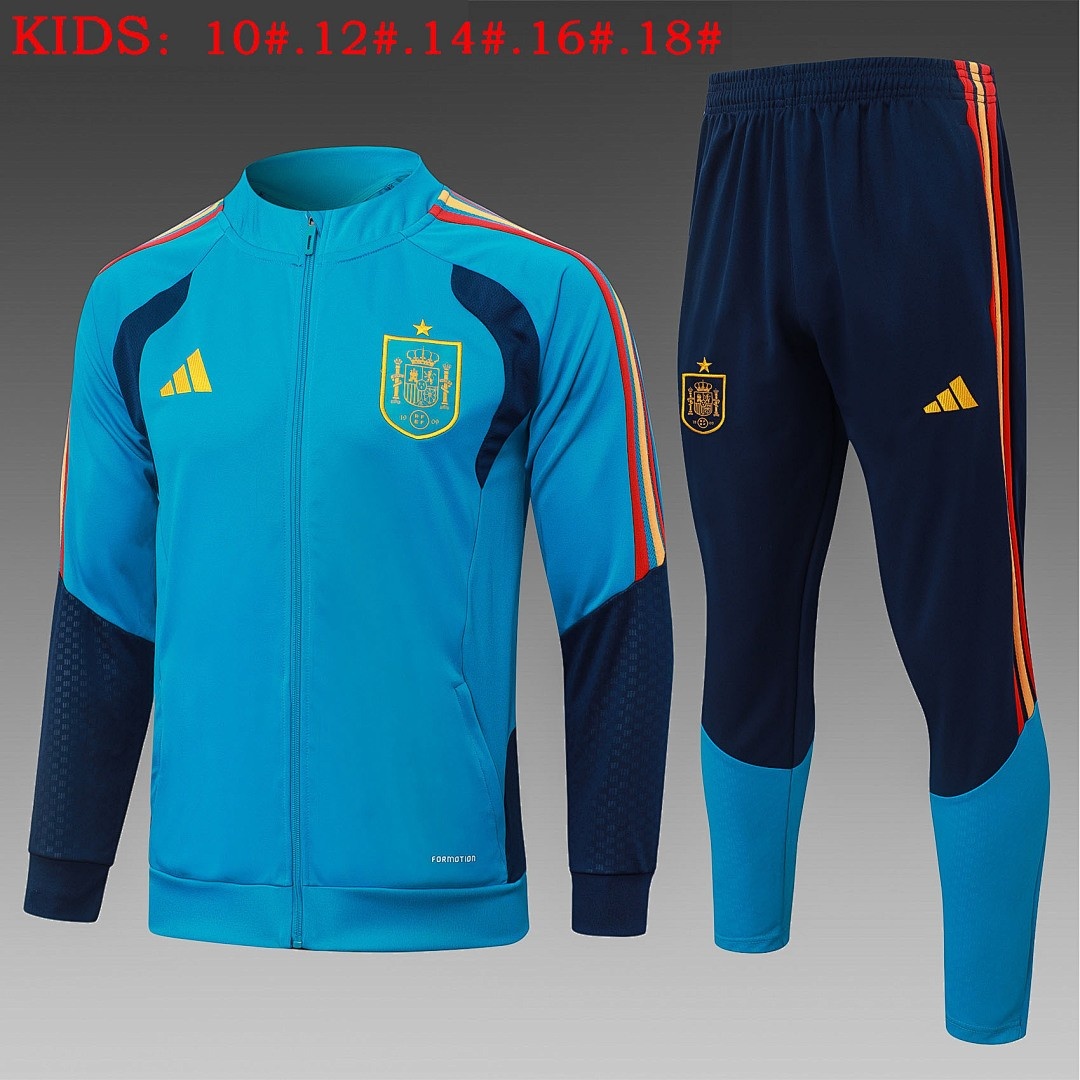 JER-8080_1 Spain Blue Children's Long Zipper Jacket - 图片 1