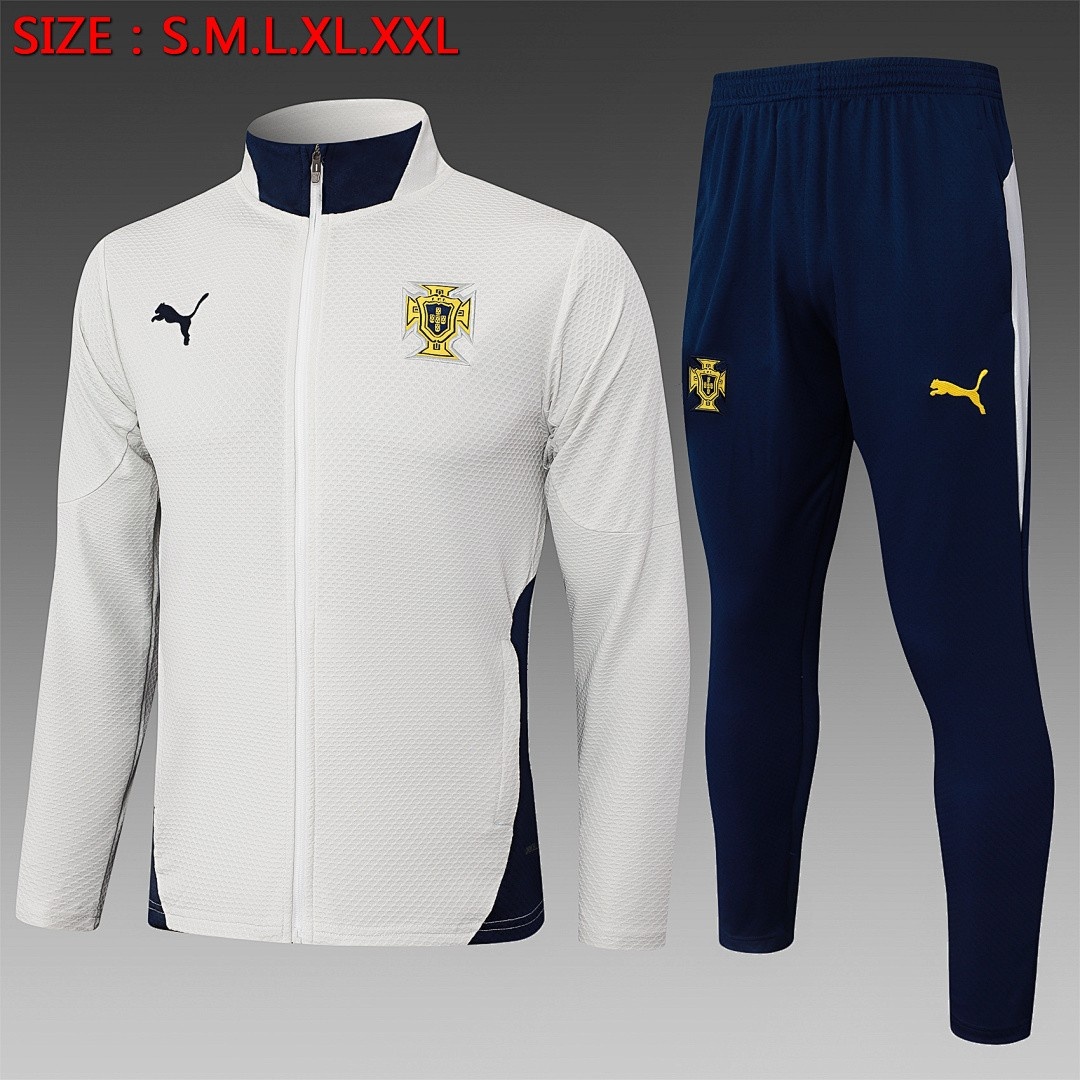 Portugal White Long Zipper Jacket