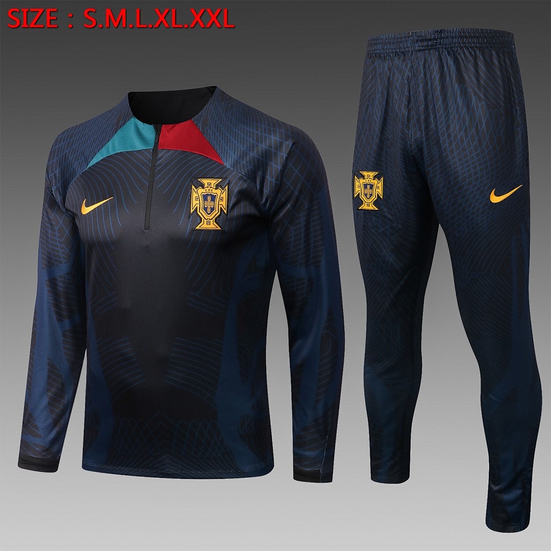 Portugal 22-23 Black Half-Zip Jacket (Ink Spray)
