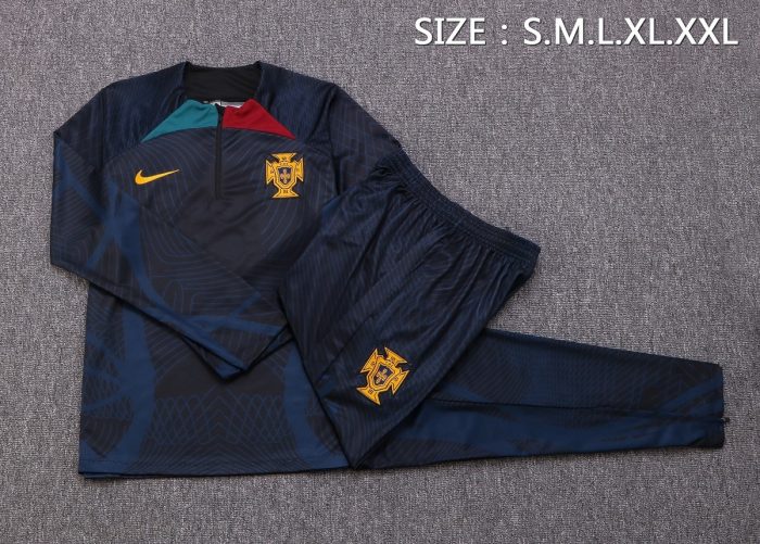 Portugal 22-23 Black Half-Zip Jacket (Ink Spray) - 图片 6