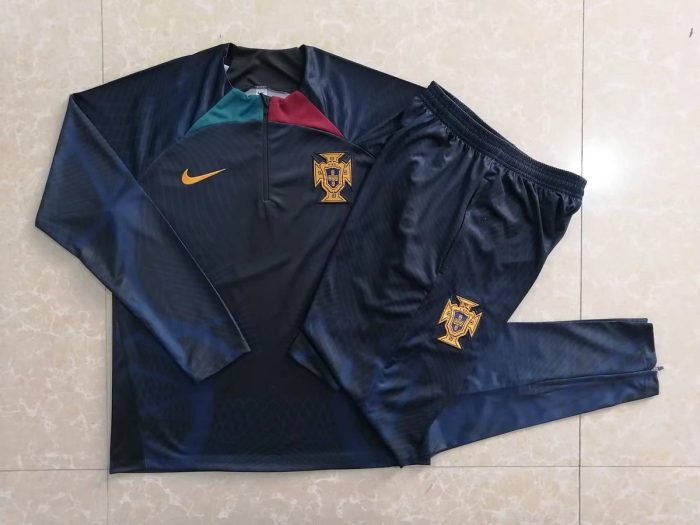 Portugal 22-23 Black Half-Zip Jacket (Ink Spray) - 图片 9