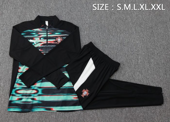 Portugal Black Green Splatter Half-Zip Jacket - 图片 2