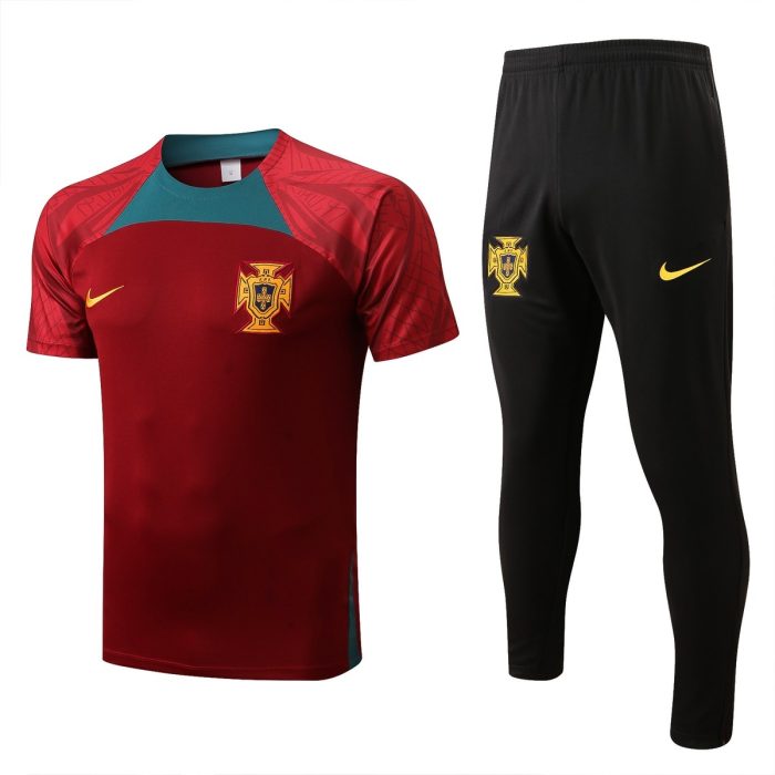 Portugal 22/23 Maroon Short Sleeve Training Suit (with Pants) - 图片 8