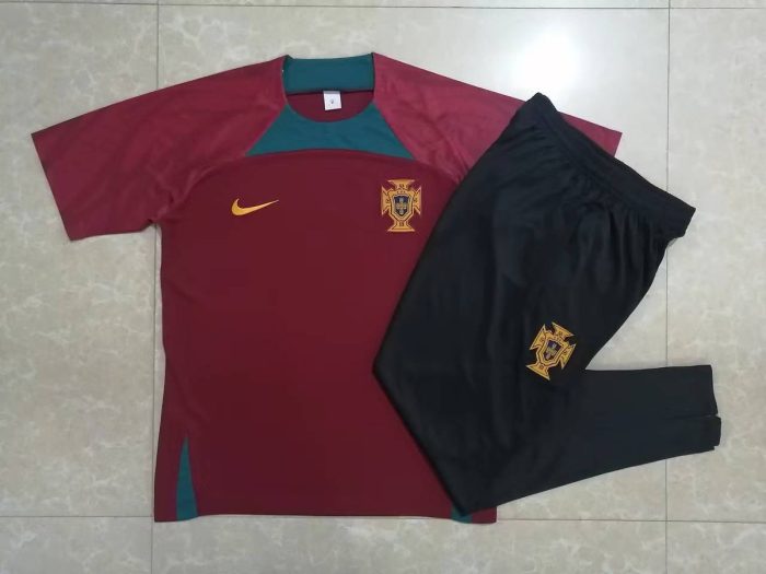 Portugal 22/23 Maroon Short Sleeve Training Suit (with Pants) - 图片 9