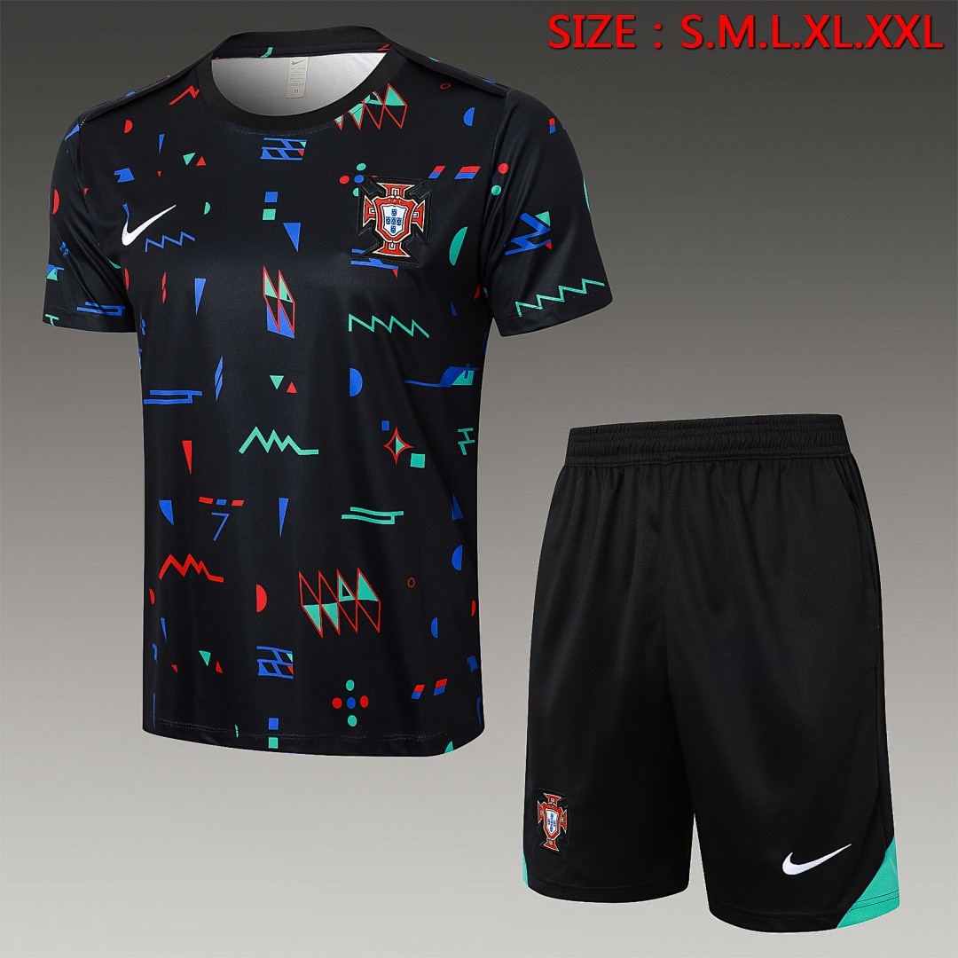 Portugal 24-25 Black Splatter Short Sleeve Training Shirt