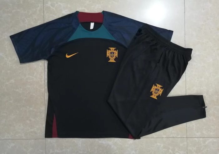 Portugal 22-23 Black Short Sleeve Training Suit (with Pants) - 图片 9