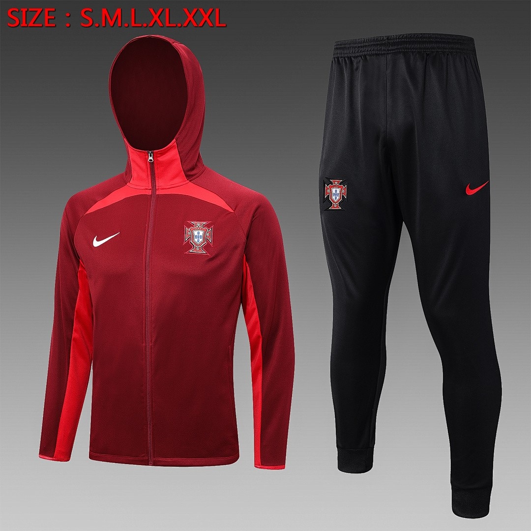Portugal 22/23 Red Long Zip Jacket with Hood